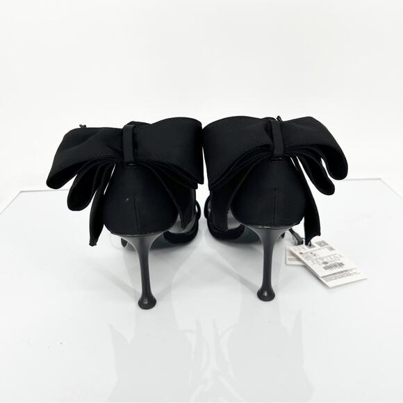 NWT ZARA Heeled Sandals with Maxi Bow 6.5 Black - Picture 5 of 8